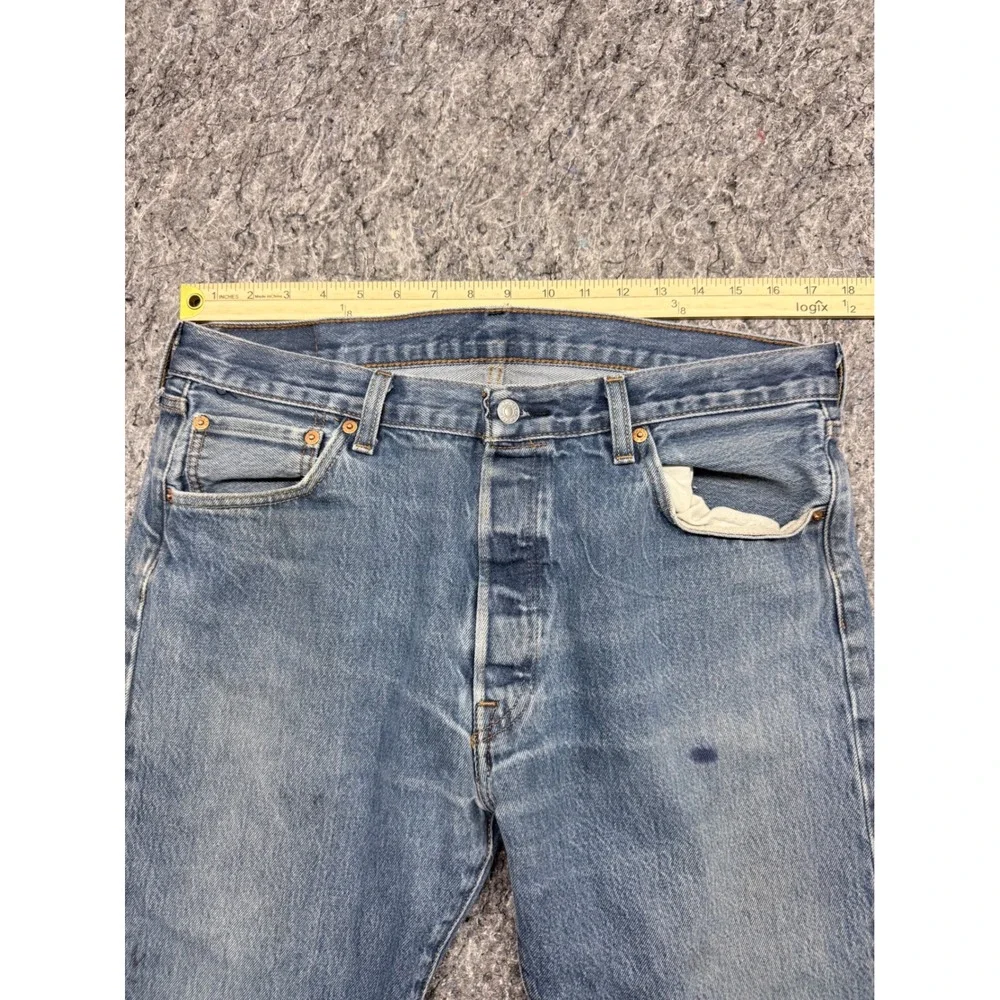 Levis 501 Original Fit Mens Jeans W36 L33 Blue‎ Denim Button Fly Straight Leg